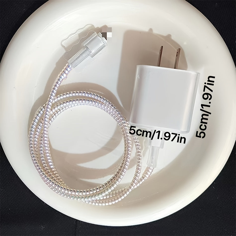 5pcs 3D Pink Floral TPU Charging Cable Saver Protector for iPhone 13/14 Pro Max 20W Chargers - Durable Cable Protector Sleeve Set for Apple Devices